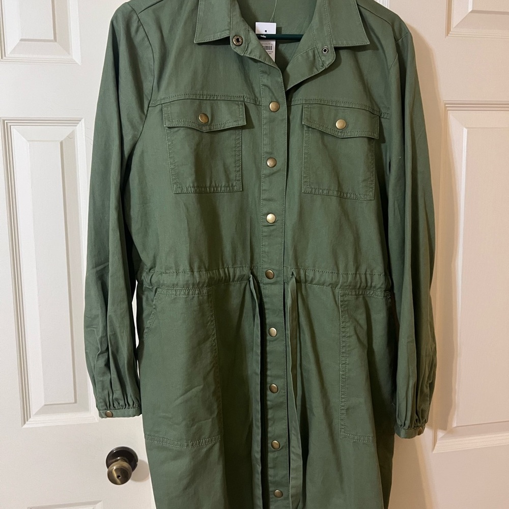 LOFT Green Utility Style Dress